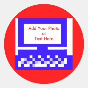 Adesivo Redondo O MUSEUM Artist Series Images Computer Blue