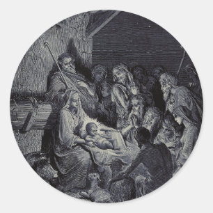 Adesivo Redondo O Nascimento de Jesus por Gustave Doré Tinta Vitor