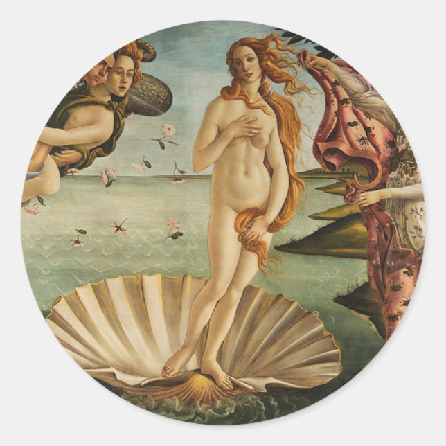 Adesivo Redondo O Nascimento de Vênus - Sandro Botticelli (Frente)