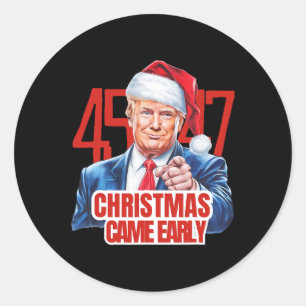 Adesivo Redondo O Natal Chegou Engraçado O Donald Trump Papais noe