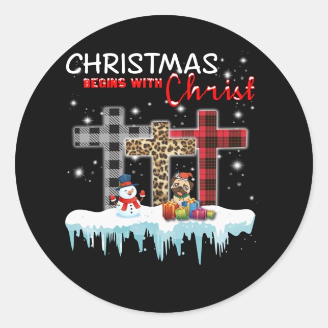 Adesivo Redondo O Natal começa com o Cristo (Frente)