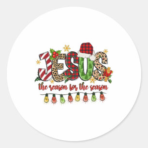 Adesivo Redondo O Natal Cristão Retro É A Razão Para A Se