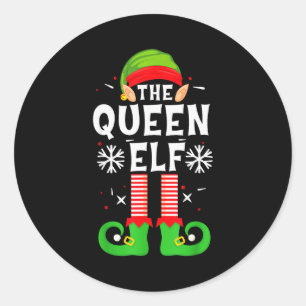 Adesivo Redondo O Natal da Fada Rainha Família Pijama Combinando Q