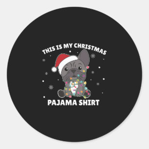 Adesivo Redondo O Natal Do Buldogue É O Meu Pajama De Natal