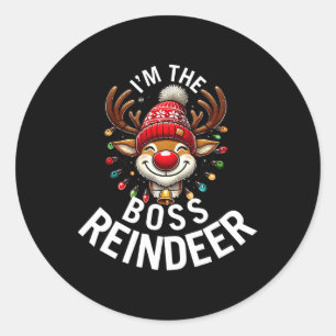 Adesivo Redondo O Natal do Grupo de Combinação Familiar Boss Reind