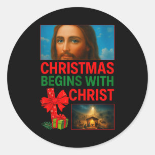 Adesivo Redondo O Natal Hugvyn Começa Com A Cruz De Cristo Jesus