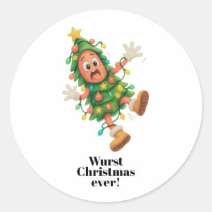 Adesivo Redondo O Natal mais Wurst de todos! Salame engraçado 