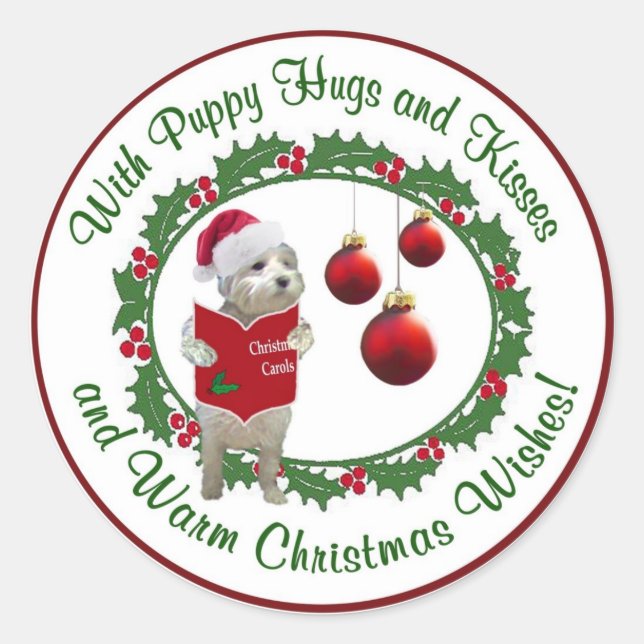 Adesivo Redondo O Natal Ocidental Deseja Focos Redondos (Frente)