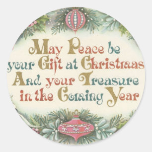 Adesivo Redondo O natal vintage pica com pombas