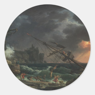 Adesivo Redondo O Naufrágio por Claude-Joseph Vernet