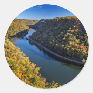 Adesivo Redondo O New River Gorge no Hawks Nest State Park