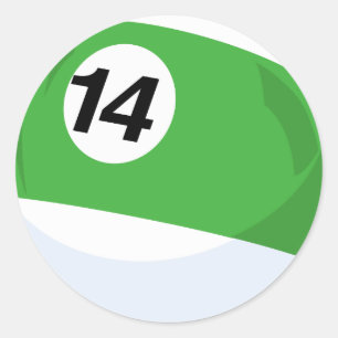 Adesivo Redondo O no. 14 da bola de bilhar listrou o verde