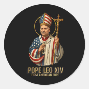 Adesivo Redondo O Novo Papa Leo Xiv Primeiro Papa Americano Cristã