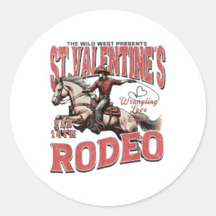 Adesivo Redondo O Oeste Selvagem Apresenta Ruas. Namorados Rodeo