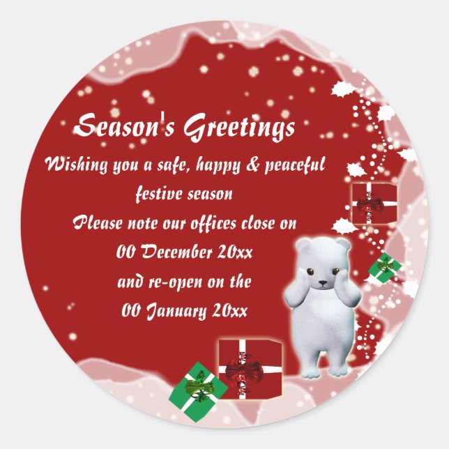 Adesivo Redondo O Office fechou o anúncio de aviso de datas em abe (Frente)