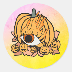 Adesivo Redondo O Olho De Pumpkin Retro
