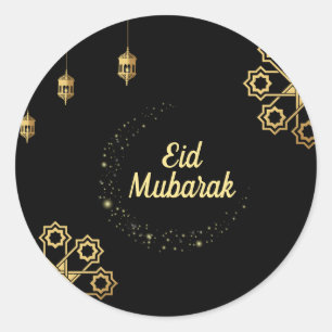 Adesivo Redondo O ouro de Eid Mubarak personaliza