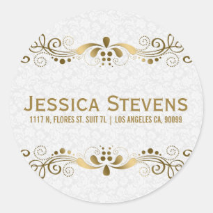 Adesivo Redondo O ouro elegante tonifica o laço floral com