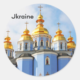 Adesivo Redondo O ouro lida na catedral em Kiev, Ucrânia