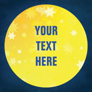 Adesivo Redondo O ouro Stars o fundo com texto feito sob encomenda