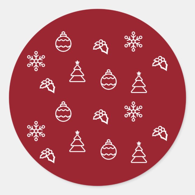 Adesivo Redondo O padrão de Natal I (Frente)