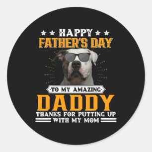 Adesivo Redondo O Pai De Cachorro dia de os pais Americano Bulldog