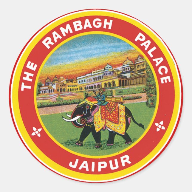 Adesivo Redondo O Palácio Rambagh Jaipur (Frente)