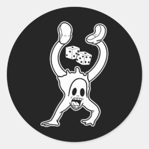 Adesivo Redondo O Palhaço Ghost Lucky Dice Handstand Gothic Cartoo