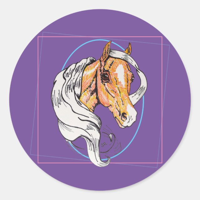 Adesivo Redondo O Palomino (roxo) (Frente)