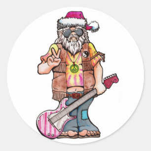 Adesivo Redondo O papai noel do hippy diz "Yule legal "