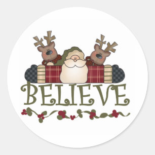 Adesivo Redondo O papai noel e a rena acreditam