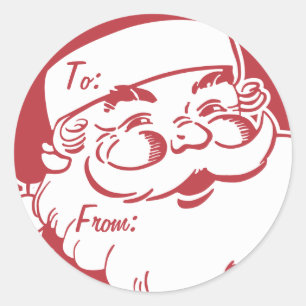 Adesivo Redondo O papai noel retro acredita o Tag do presente