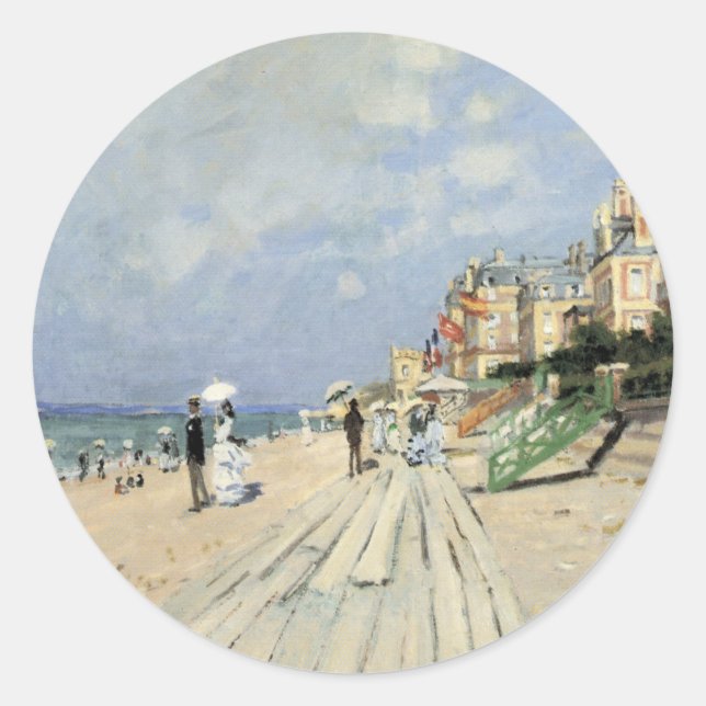 Adesivo Redondo O passeio em Trouville por Claude Monet (Frente)
