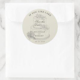 Adesivo Redondo O Pastel De Bolo Elegante Salva A Data