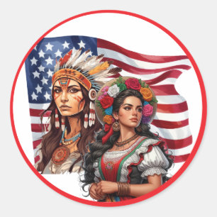 Adesivo Redondo O Patrimônio Nativo Americano/Mexicano: Mão que Al