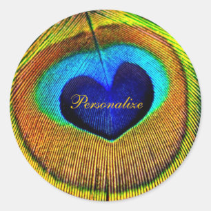 Adesivo Redondo O pavão empluma-se o olho do amor com nome