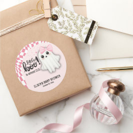 Adesivo Redondo O Pequeno Boo Fantasma Rosa está prestes a ser Chá