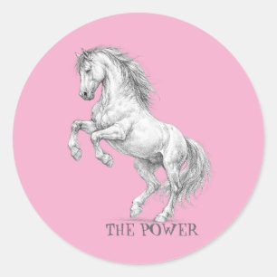 Adesivo Redondo O Poder do Garanhão Gráfico de Cavalo Majestoso