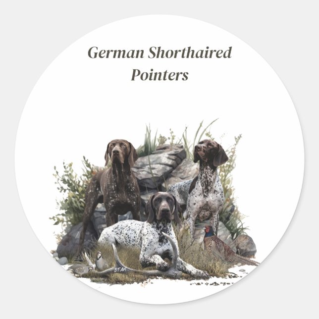 Adesivo Redondo O ponteiro alemão Shorthired ou Deutsch Kurzhaar (Frente)
