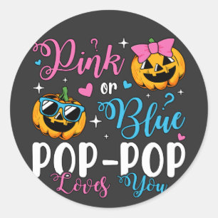 Adesivo Redondo O Pop-Pop De-Rosa Ou Azul Te Ama Um Bebê De Abóbor