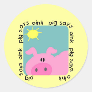 Adesivo Redondo O porco diz Oink o camiseta e os presentes