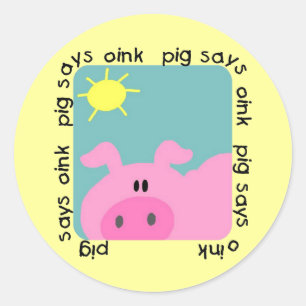 Adesivo Redondo O porco diz Oink t-shirt e presentes