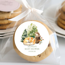 Adesivo Redondo O Prazer da Natureza Chá de Bebê Raposa