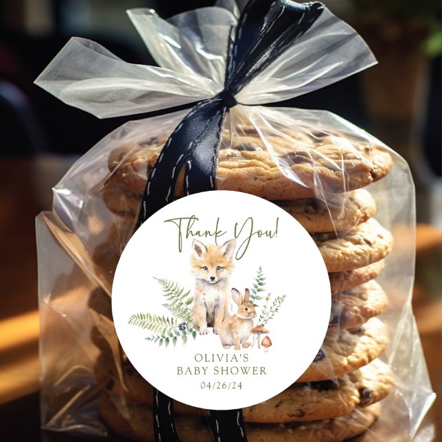 Adesivo Redondo O Prazer da Natureza Chá de Bebê Raposa (Criador carregado)