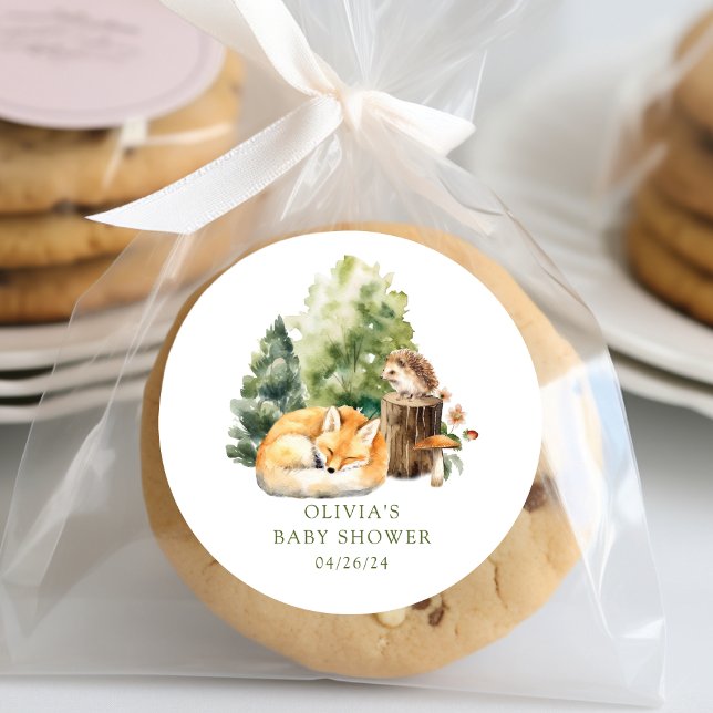 Adesivo Redondo O Prazer da Natureza - Chás de Bebê da Raposa (Criador carregado)