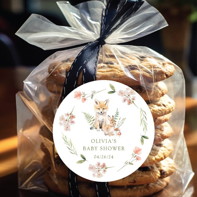 Adesivo Redondo O Prazer da Natureza Raposa Chá de Bebê (Criador carregado)