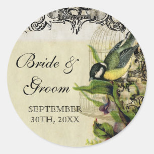 Adesivo Redondo O presente do favor sela a gaiola de pássaro