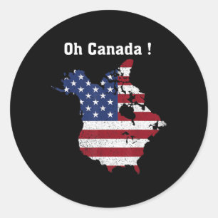 Adesivo Redondo O Presidente Engraçado Trump Dizendo "O Canadá Map