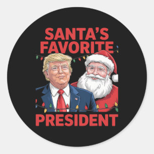 Adesivo Redondo O presidente favorito do Papai Noel Santa Trump Da