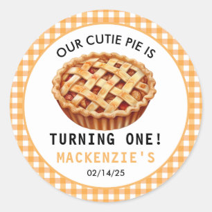 Adesivo Redondo O primeiro aniversario do nosso Pizza Cutie